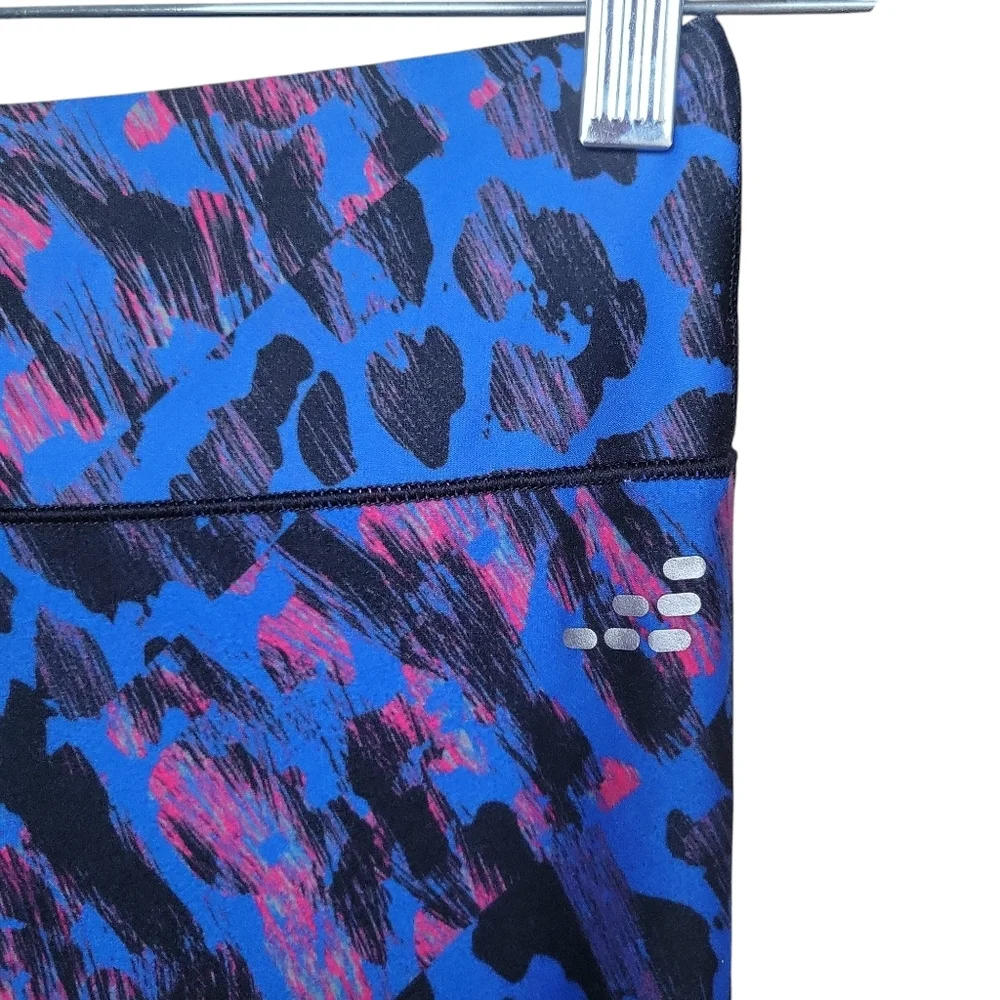 BCG | Women's Blue Black Pink Leopard Print Crop Leggings - Size M - Picture 7 of 9